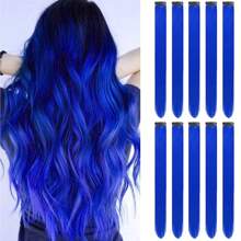 Clip In Hair Extensions 22 Inch 20Pcs/10Pcs Colored Hair Extensions Party Highlights Long Straight Synthetic Hairpieces For Women