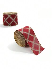 1 Rolle 6,3cm breit x 2m lang Weihnachts Webband, imitiertes Leinengewebe Band, Dekorations Schleife, Accessoire für Weihnachts Haarband, Weihnachten - Weihnachtsband - Übersicht 14