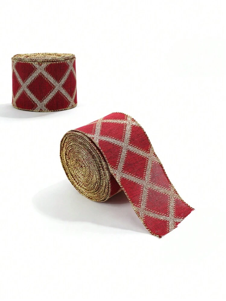 1 rollo de 6.3cm de ancho x 2m de largo de cinta tejida navideña, cinta de tela imitación de lino, lazo decorativo, accesorio para lazos de cabello navideños - cinta navideña - Añade 14