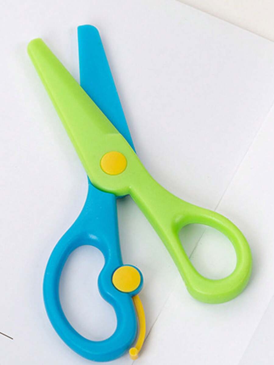 1pc Paper Cutting Anti-Pinch Safety Scissors All Plastic Straight Edge ...