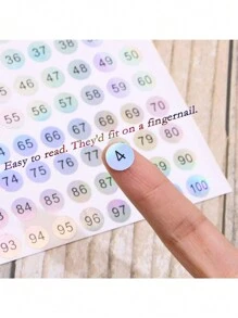 2/5 件/套 1-100/1-500 连续数字贴纸，美甲指甲油凝胶样品纸标签，指甲油瓶标签贴纸，圆形激光防水代码相册标签（0.4 英寸） - 彩色 - 查看 11