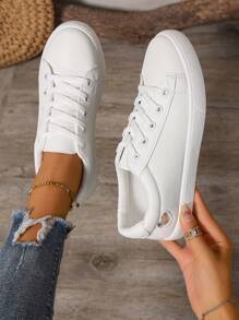 (Se recomienda pedir 1-2 tallas talla grande, ya que es pequeño y estrecho) Zapatillas deportivas casuales y versátiles, transpirables para mujer, nuevas zapatillas blancas minimalistas de primavera/verano, zapatillas deportivas y casuales con cordones