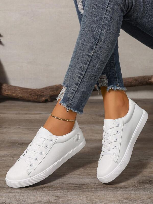 (Se recomienda pedir 1-2 tallas talla grande, ya que es pequeño y estrecho) Zapatillas deportivas casuales y versátiles, transpirables para mujer, nuevas zapatillas blancas minimalistas de primavera/verano, zapatillas deportivas y casuales con cordones