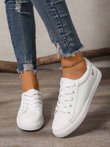 (Se recomienda pedir 1-2 tallas talla grande, ya que es pequeño y estrecho) Zapatillas deportivas casuales y versátiles, transpirables para mujer, nuevas zapatillas blancas minimalistas de primavera/verano, zapatillas deportivas y casuales con cordones