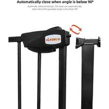UBRAVOO Baby Gate For Doors And Stairs, Height 100 Cm, Pet Gate, Automatic Closure, Triple Locking - Black 105-114CM - View 3