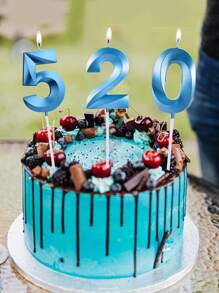 1 件蓝色贝壳形数字 0-9 蜡烛，适用于生日蛋糕装饰、圣诞节 - 藍色 - 查看 2