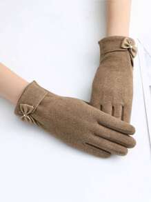 1双可爱蝴蝶结毛绒保暖手套，防风触屏冬季户外运动手套，时尚女士保暖手套，适合寒冷天气，加厚滑雪手套，羊毛保暖手套，适合作为节日礼物、指套手套、万圣节和情人节礼物 - 彩色 - 查看 9