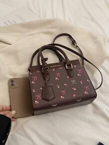 BELLEBORG Printed Tote & Shoulder Bag For Women - Coffee Brown - View 5