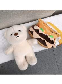 可爱毛绒熊标语单肩包斜挎包，休闲原宿风格 - 彩色 - 查看 7