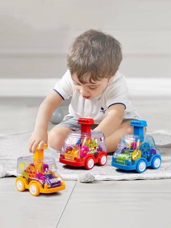 1pc Kids Inertial Gear Toy Car, Pressing Activated, Suitable For Children Above 3 Years Old, Random Color,Boy Toys Age 2,Tween Boy Toys,Toys For Autistic Children,Boy Toys,Toys For Boys,Kids Toys