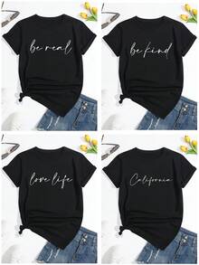 Individualisierter Text/Name/Segen/Feiertag/Jahrestags-Text, interessanter und bedeutungsvoller individualisierter Text, Ihr persönlicher künstlerischer Text auf der Vorderseite des Damen-Rundhals-Kurzarm-T-Shirts