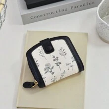 小碎花可爱拉链零钱包短款钱包礼品必备品女士钱包钱包小钱包 - 黑色 - 查看 2