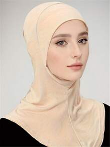 1 Stück Damenkopfschutz Kopftuchtücher Kopfbedeckung Turban Hut Kopftuch einfarbig modisch mit Kinnelastik Kopfband Winter Herbst für Abaya Alltag Unterkappe