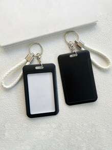 1pc Fashionable Unique Macaron Inspired Solid Color Plastic Card Holder - Suitable For Student Meal Cards, Campus Access Cards And Key Cards, Can Be Used As Card Case, Wallet, Name Card Holder, Credit Card Holder, ID Card Holder, Ladies Card Wallet - Multicolor - View 9