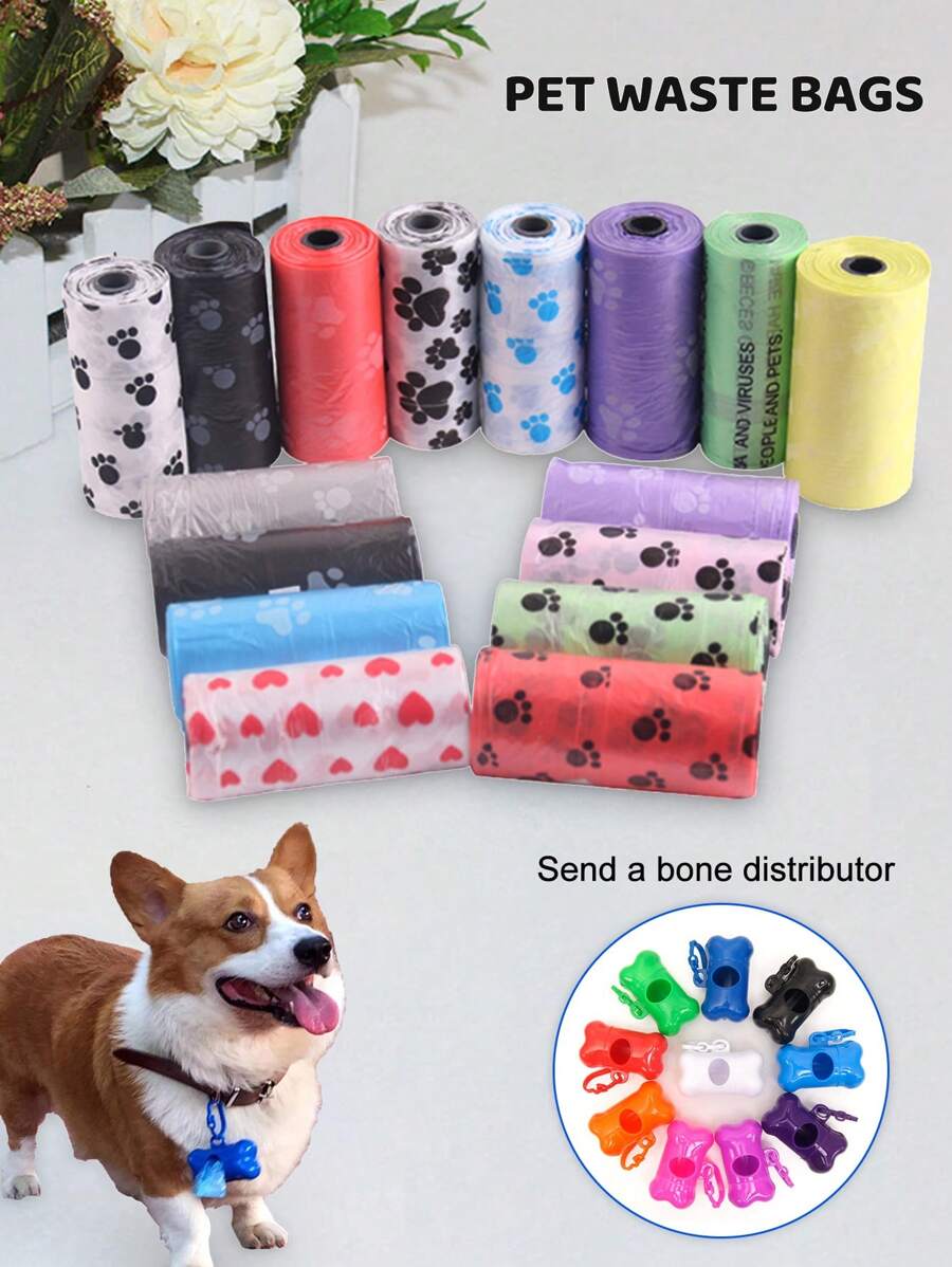 Bolsas para desechos de mascotas a prueba de fugas - 1/6/8/10/20/30/40/50 rollos | Gruesas, con control de olores para una limpieza higiénica de alimentos y mascotas - Multicolor - Ver 1