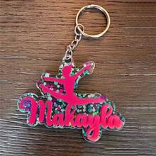 1pc- Custom Pink Acrylic Name Keychain, Back To School Bag Tag,3D ID Double Layer Backbag Personalized Letter Keyring, Cute Charm With Golden/Silvery/Rose Golden Hardware, Ideal For Back-To-School Gift As Halloween And Christmas