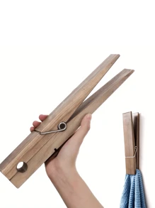 1 件巨型衣夹浴室毛巾架，超大木夹毛巾架套装，适用于浴室、农舍装饰壁挂式毛巾架、多功能家居洗衣装饰、毛巾架或挂钩 | 浴室配件墙面装饰