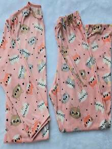 Pijama de frio Infantil Menina Inverno Manga Longa Suede Estampado