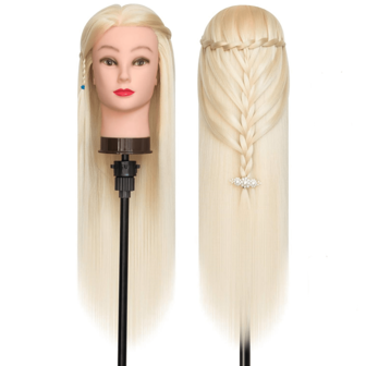 Mannequin Head With Hairdresser Cosmetology Mannequin Manikin Training Practice Styling 26inch Blonde Doll Head