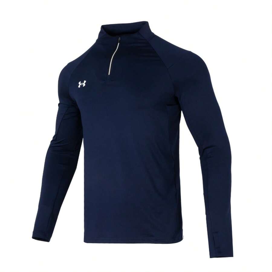 Under Armour Áo thun nam tay dài có khóa kéo nửa, đồ thể thao nhanh khô thoáng khí - màu xanh nước biển - Xem 1
