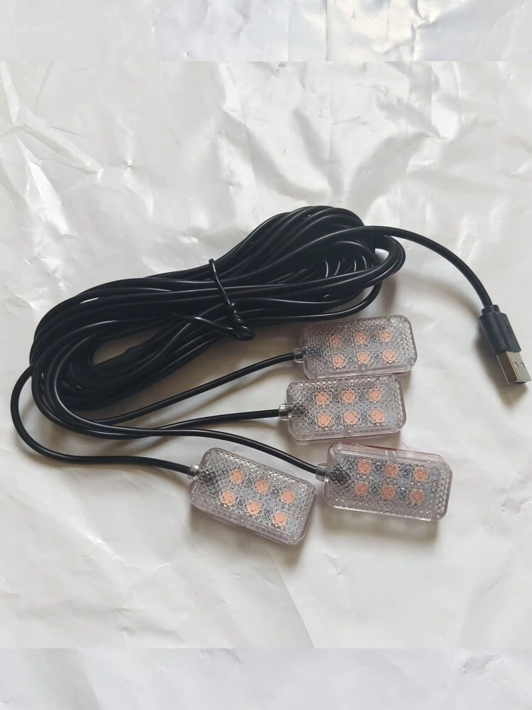 GLANBERT 1 Draggable 4 LED Car Interior Atmosphere Lights, USB Car Foot Pedal Lights, Colorful Foot Lights - Multicolor - View 17