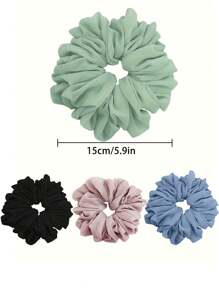 1pc Women Floral Bouquet Chiffon Scrunchie Ruffle Hair Tie Elegant Large Hair Bands For Daily Ponytail Buns Scrunchies Scrunchy Hair Ties, Casual