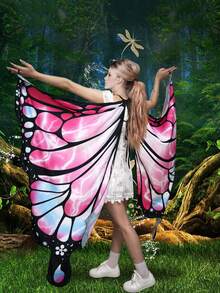Khăn choàng chiffon Fairy Butterfly, áo choàng dệt kim nhiều màu in kỹ thuật số cho kịch, biểu diễn khiêu vũ, du lịch, chụp ảnh Halloween - A - Xem 4