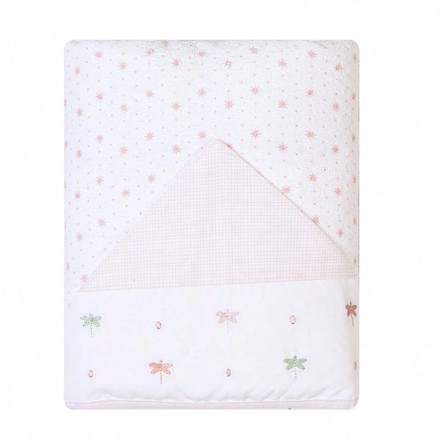 Baby Plush Bath Towel With Soft Diaper Lining 90x70cm With Embroidered Hood - Chuồn chuồn hồng - Xem 1