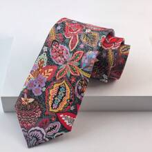 1 件/2 件/3 件男士经典 8 厘米（3.15 英寸）花卉印花领带，纤薄缎面真丝领带，红色花卉图案领带组合套装，配有口袋巾和领带夹，是送给男士的绝佳礼物，适合婚礼、约会、正式晚宴、派对情人节男士领带 - 紅色 - 查看 12