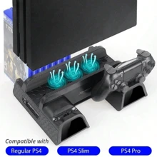 兼容 PS4 多功能底座、适用于 Playstation 4 的冷却风扇站充电底座、带游戏插槽的控制器充电站，适用于 Playstation 4 游戏机普通版/超薄版/专业版 - 黑色 - 查看 10