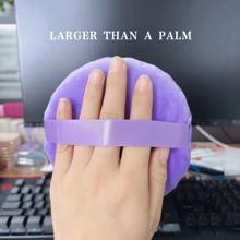 Extra Large Powder Puff, Velvet &  Ribbon Makeup Sponge For Setting Powder & Full Body Makeup - Multicolor - View 4