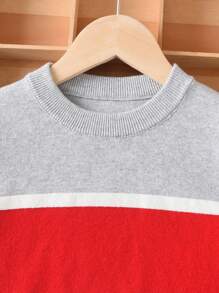Young Boy School Style Striped Pullover Sweater, Suitable For Spring, Autumn And Winter - Grey - View 3