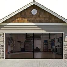 Garage Door Screen 1-Piece Magnetic Garage Door Curtain Adjustable Mosquito Net Size: 157 Inches * 78 Inches Classic Mesh Curtain With Full-Frame Hook-And-Loop Installation For Easy Setup. No Drilling Required. Home Insect Protection - Dust Control - UV Protection. Features LIAMST Hook-And-Loop Tape For Installation In Minutes-Convenient And Quick. Additional Pins Enhance Security And Durability. The Included 6 Magnetic Tape Tools Facilitate Vehicle Access While Preventing The Door Screen's Central Magnets From Being Attracted When Metal Garage Doors Automatically Close Or Open. LIAMST Utilizes Premium Anti-Oxidant Fiberglass Material. Magnetic Mesh Doors With Full-Frame Hook-And-Loop Tape Serve As A Replacement For Fixed Screens, Suitable For Front Doors, Back Doors, Indoor/Outdoor Use, Entrances, Patios, Balconies, Porches, Glass Surfaces, And More. - Black - View 2
