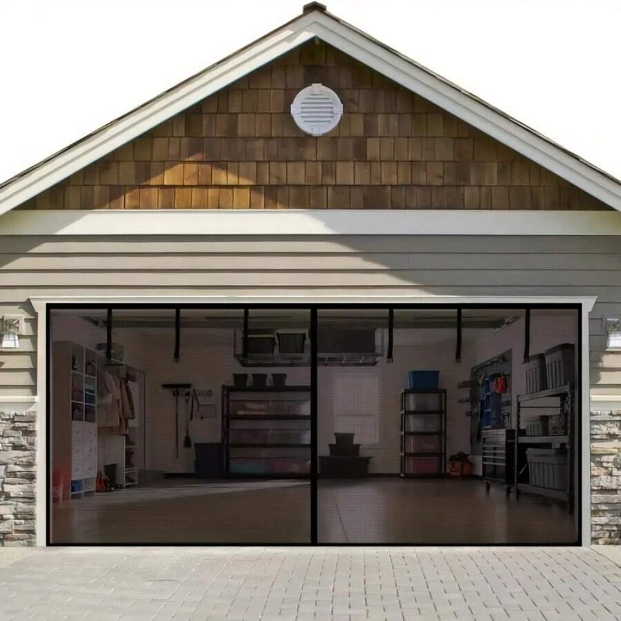 Garage Door Screen 1-Piece Magnetic Garage Door Curtain Adjustable Mosquito Net Size: 157 Inches * 78 Inches Classic Mesh Curtain With Full-Frame Hook-And-Loop Installation For Easy Setup. No Drilling Required. Home Insect Protection - Dust Control - UV Protection. Features LIAMST Hook-And-Loop Tape For Installation In Minutes-Convenient And Quick. Additional Pins Enhance Security And Durability. The Included 6 Magnetic Tape Tools Facilitate Vehicle Access While Preventing The Door Screen's Central Magnets From Being Attracted When Metal Garage Doors Automatically Close Or Open. LIAMST Utilizes Premium Anti-Oxidant Fiberglass Material. Magnetic Mesh Doors With Full-Frame Hook-And-Loop Tape Serve As A Replacement For Fixed Screens, Suitable For Front Doors, Back Doors, Indoor/Outdoor Use, Entrances, Patios, Balconies, Porches, Glass Surfaces, And More.
