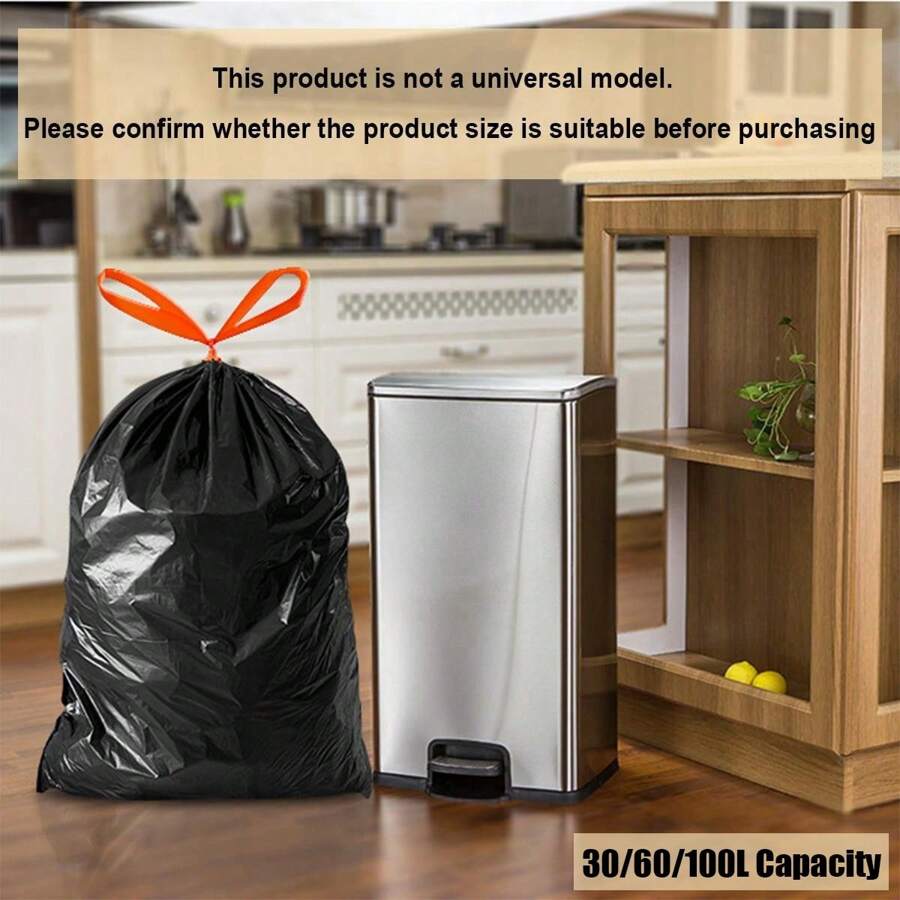 2 Rolls Of 30/60/100L Multi-Purpose Garbage Bags For Kitchen Household Large Drawstring Garbage Bags Bathroom Garbage Bags Disposable Garbage Bags Bagged Kitchen Storage Garbage Bags Suitable For Bathroom Kitchen Office Restaurant Living Room Room Cleaning Supplies,Kitchen,Bathroom,Home,Household Suppliers