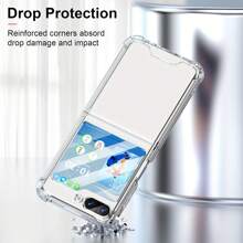 Funda de teléfono compatible con Samsung Galaxy Z Flip4/5/6, funda de teléfono Z Flip 4/5/6 transparente ultrafina a prueba de golpes con bisagra de TPU suave, funda protectora para Flip 4/5/6 - transparente - Ver 3