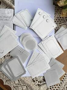 30pcs/Box Super White Kraft Paper Embossed Plant Border Textured Memo Pad, Aesthetic Stationery Note Taking Paper Back To School - Multicolor - View 13