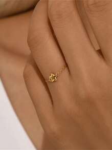 1pc S925 Sterling Silver Chain Ring For Women Fine Jewelry Wedding Ring Bridesmaid Gifts - Gold - View 6