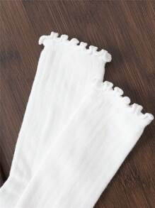 3 双/批春秋季褶边婴儿及膝袜女婴幼儿长筒软袜蕾丝花朵儿童袜子适合 0-3 岁 - 彩色 - 查看 5