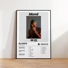 1 件现代音乐专辑封面海报说唱歌手金发碧眼的 Frank Ocean 嘻哈歌手铝合金框架帆布画墙壁艺术图片海报适用于客厅装饰 - G1400-1 - 查看 2