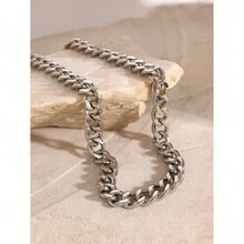 Uworld 1 chiếc vòng cổ chuỗi hạt thô mạ vàng 18K thời trang nữ chất lượng cao dùng hàng ngày trang sức - Bạc - Xem 5
