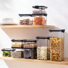 Hũ kín 5 hạt, Hũ đựng đồ ăn nhẹ trong bếp, Đồ dùng đựng đồ ăn trong bếp, Trang trí phòng, Thích hợp cho nhà bếp, Nhà hàng, Tiệc tùng, Tụ họp, Quà tặng cho bạn bè, Quà tặng gia đình, Quà tặng trang trí Giáng sinh, Tiệc Giáng sinh - trong suốt - Xem 1