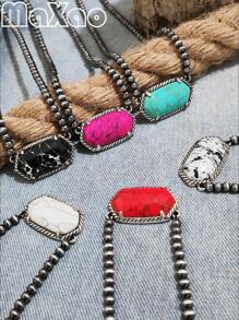 Vintage European & American Bohemian Style Turquoise Necklace For Women, Suitable For Party, Travel, Gift For Festivals & Anniversaries. Please Share Photo Review If You Like The Product.