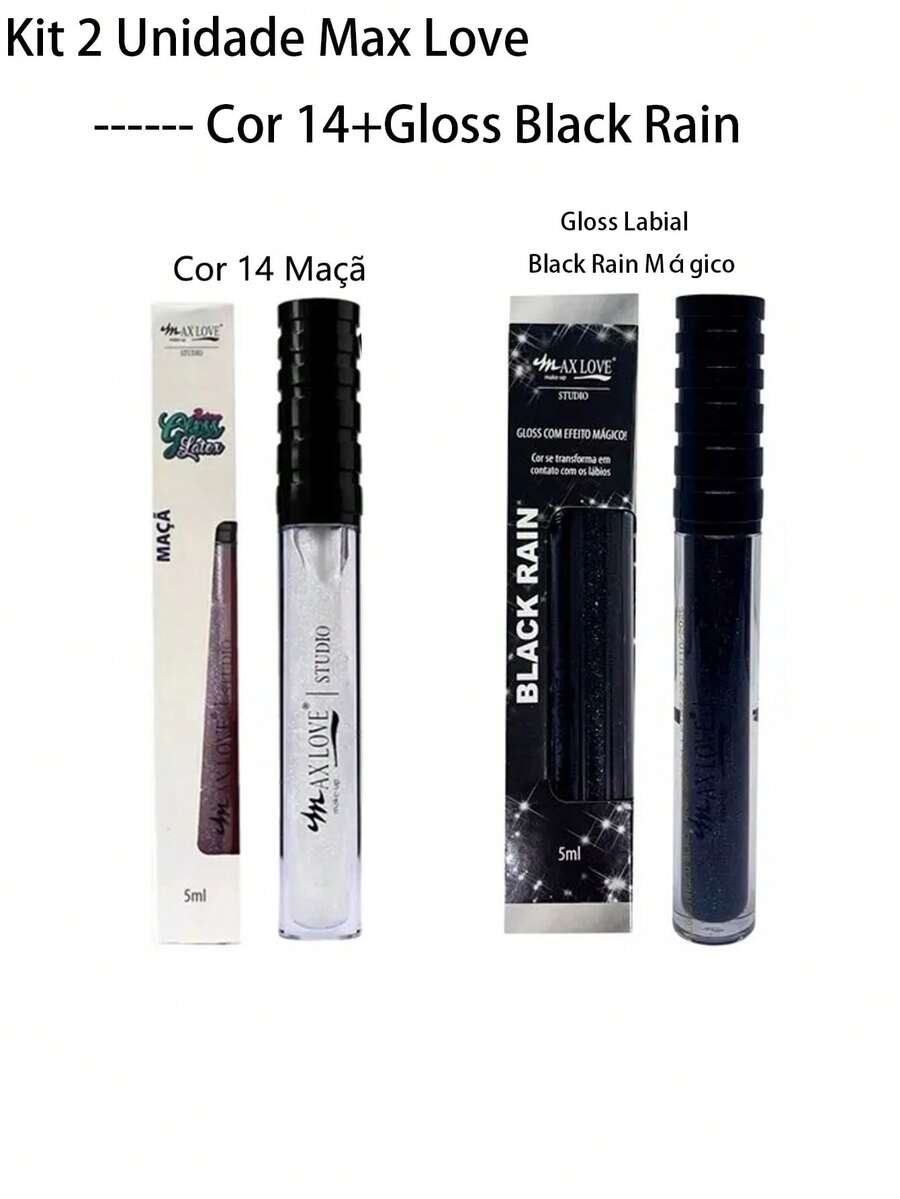 Kit 2 Unit - Gloss Color 14 With Shine + Black Rain Color Transforms On The Lips - Bộ 2 Bộ - Màu Gloss 14 + Mưa Đen - Xem 1