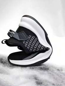 Fashion Stripe Anti-Skid Thick Sole Men's Slip On Shoes, Lightweight Breathable Mesh Men's Tennis Shoes, Outdoor Casual Hiking Sneakers, Suitable For Dog Walking, Fitness, Party, Camping, Tennis, Running, Cycling And Casual Wear. - 黑色 - 查看 2