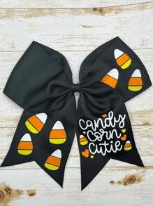 Halloween Corn Candy Hair Bows For Women Girls Grosgrain Ribbon Bow Hair Clips Women Hair Accessories Pumpkin Hair Bows Hair Bows Halloween Party Christmas - Multicolor - View 5