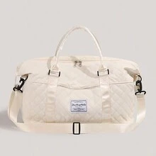 大容量轻便女士手提包，适合短途旅行和旅行衣物收纳袋旅行整理器行李收纳袋套装包装袋适用于邮轮假期海滩度假用品夏季女士旅行必需品女士手提箱内衣袋房间装饰 - 米色 - 查看 4