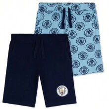 Manchester City FC Boys Shorts 2 Pack PE Shorts Football Bottoms