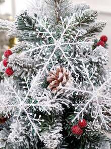 15 件圣诞闪亮雪花饰品，创意冬季派对塑料雪花挂饰，圣诞树装饰套装，适合圣诞节新年家居装饰 - 白色 - 查看 7