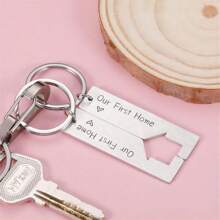 2 Pcs Personalized Puzzle Key Chain,Custom Date&Initial Couple Keyring,Our First Home Matching Couple Gift,Anniversary Gift For Boyfriend - Multicolor - View 7